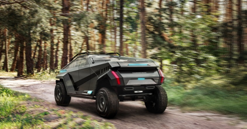 Meet the Thundertruck, an All-Electric 800 HP 4×4 Concept With ‘Bat Wing’ Solar Panels